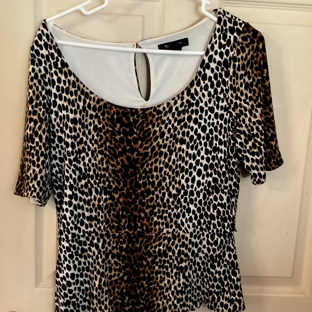 White House Black Market Leopard blouse M